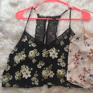 Lace spaghetti strap crop top